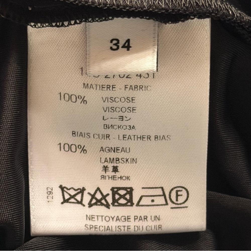 Givenchy SS14 Viscose Drapey Dress Black size FR 34 Leather trim Front Slit - Picture 10 of 14